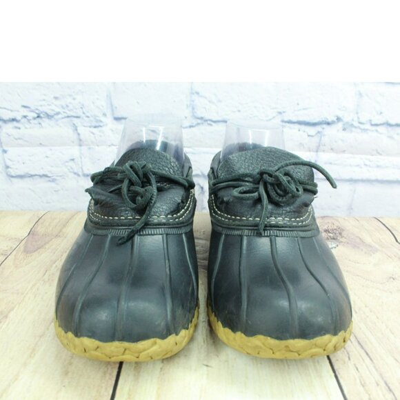LL Bean Black Rubber Slip On Unlined Moccasin Gumshoes Duck Boots Size 9 M - Picture 4 of 10
